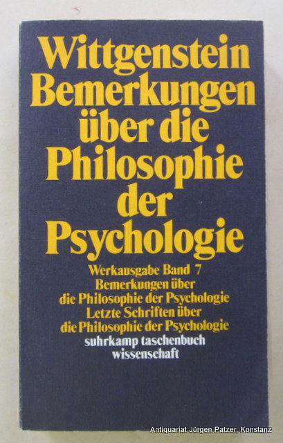 Bemerkungen über die Philosophie der Psychologie - Wittgenstein, Ludwig